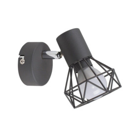 Angus Black Pewter Wall Light With LED Globe Bulb - thumbnail 1