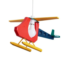 Kids Multicolour Ceiling Pendant Airplane Shade With Warm White Bulb