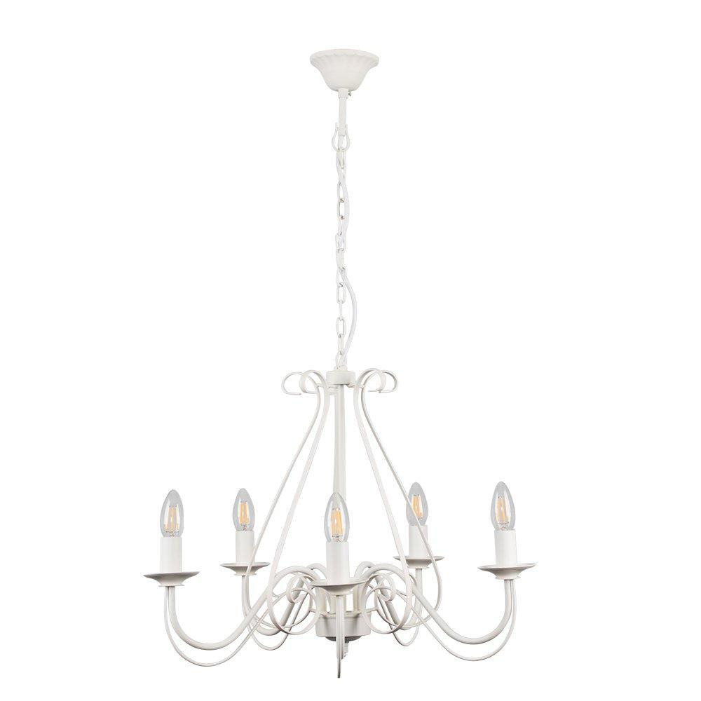 Large Ivory White Vintage Style 5 Way Ceiling Light Chandelier - image 1