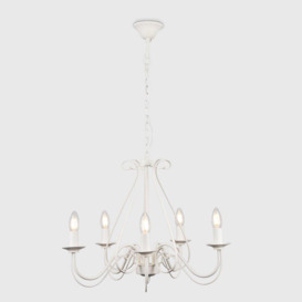 Large Ivory White Vintage Style 5 Way Ceiling Light Chandelier - thumbnail 3