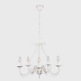 Large Ivory White Vintage Style 5 Way Ceiling Light Chandelier - thumbnail 2