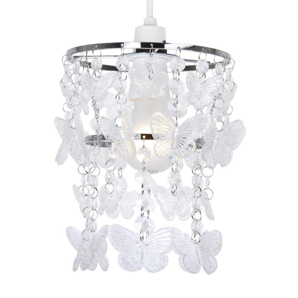 Clear Acrylic Butterfly Silver Ceiling Light Droplets Pendant - image 1