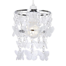 Clear Acrylic Butterfly Silver Ceiling Light Droplets Pendant - thumbnail 1