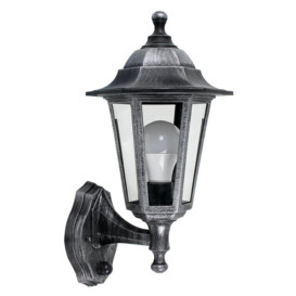 Mayfair Brushed Silver And Black PIR Motion Sensor Outdoor Garden Security IP44 Rated Wall Light Lantern - thumbnail 1