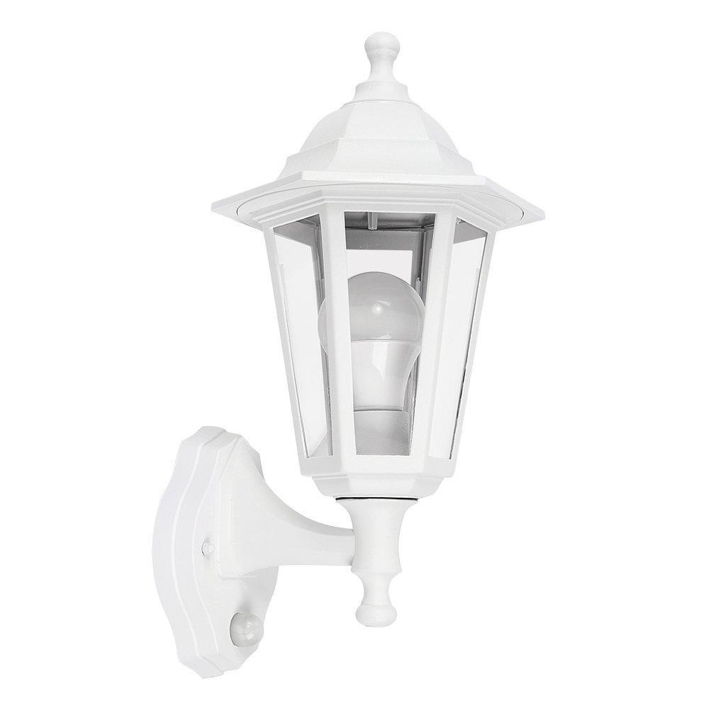 ValueLights White Outdoor Garden Wired Security PIR Motion Sensor Lantern Wall Light - image 1