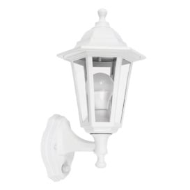 ValueLights White Outdoor Garden Wired Security PIR Motion Sensor Lantern Wall Light - thumbnail 1