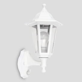 ValueLights White Outdoor Garden Wired Security PIR Motion Sensor Lantern Wall Light - thumbnail 2