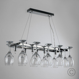 Wine Glass 8 Way Silver Ceiling Light Low Hanging Pendant - thumbnail 2