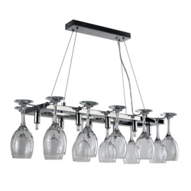 Wine Glass 8 Way Silver Ceiling Light Low Hanging Pendant - thumbnail 1