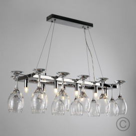 Wine Glass 8 Way Silver Ceiling Light Low Hanging Pendant - thumbnail 3