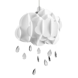 Children's Cloud & Rain Drops White Ceiling Pendant Shade - thumbnail 1