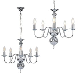 Gothica 5 Way Silver Ceiling Light Chandelier - thumbnail 1