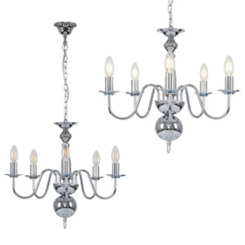 Gothica 5 Way Silver Ceiling Light Chandelier