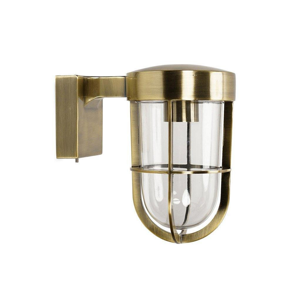 Fanar Industrial Antique Brass Bathroom Wall Light - image 1