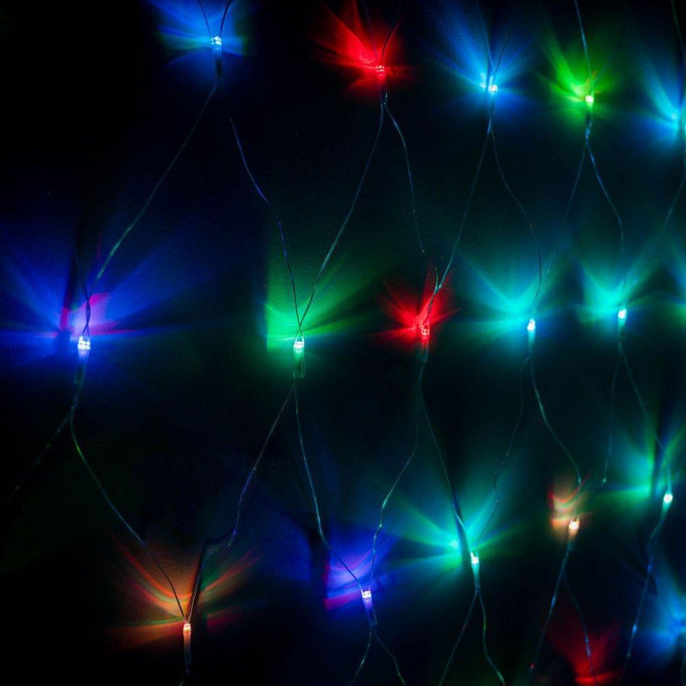 LED Christmas Net String Plug In Fairy Lights Multi-Coloured - image 1