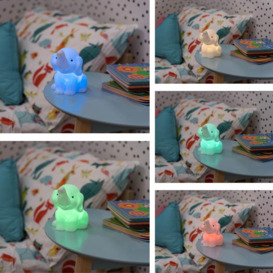 Children's Baby Night Lights LED Colour Changing Nursery Bedside Kids Lamp Remote Control - Elephant - thumbnail 2