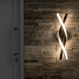 Infinity Integrated LED Twist Black Indoor/Outdoor Wall Light In Cool White - thumbnail 1