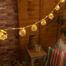 Set of 8 - Rattan Rope Solar String Lights Outdoor - thumbnail 1