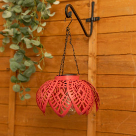 Coral Colour Pop Solar Garden Hanging Lantern Light - thumbnail 2