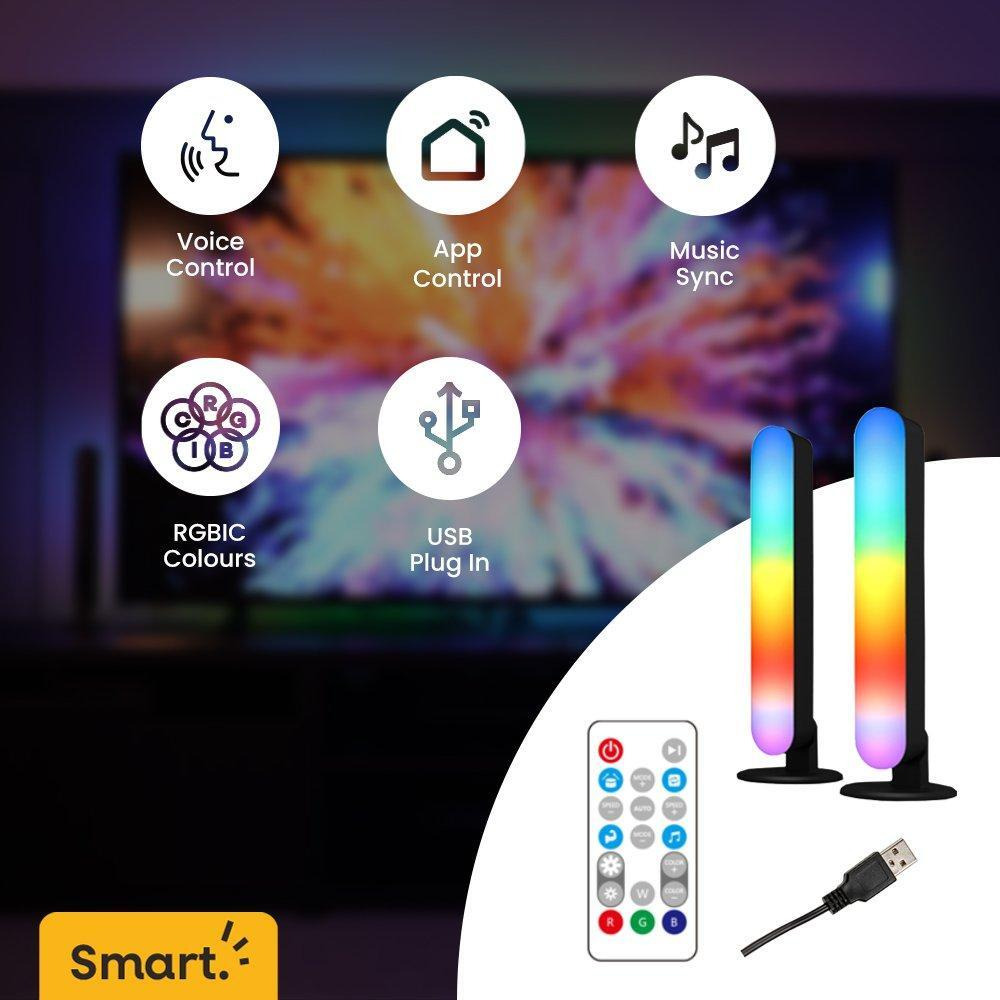2 Pack Smart RGBIC TV Gaming Light Bars With App Control Music Sync - image 1