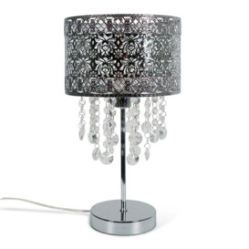 Enna Silver Moroccan Table Lamp With Acrylic Jewel Droplets