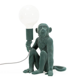 George Dark Green Velvet Monkey Animal Table Lamp