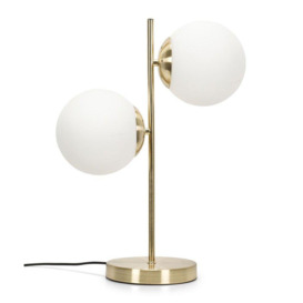 Jas Modern Gold Table Lamp With Frosted Glass Globe Shades