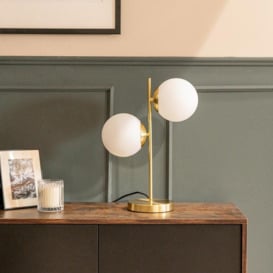Jas Modern Gold Table Lamp With Frosted Glass Globe Shades - thumbnail 2