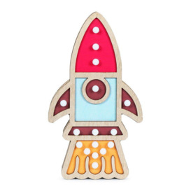 Kids Battery Powered Wooden Rocket Wall or Table Lamp - thumbnail 2