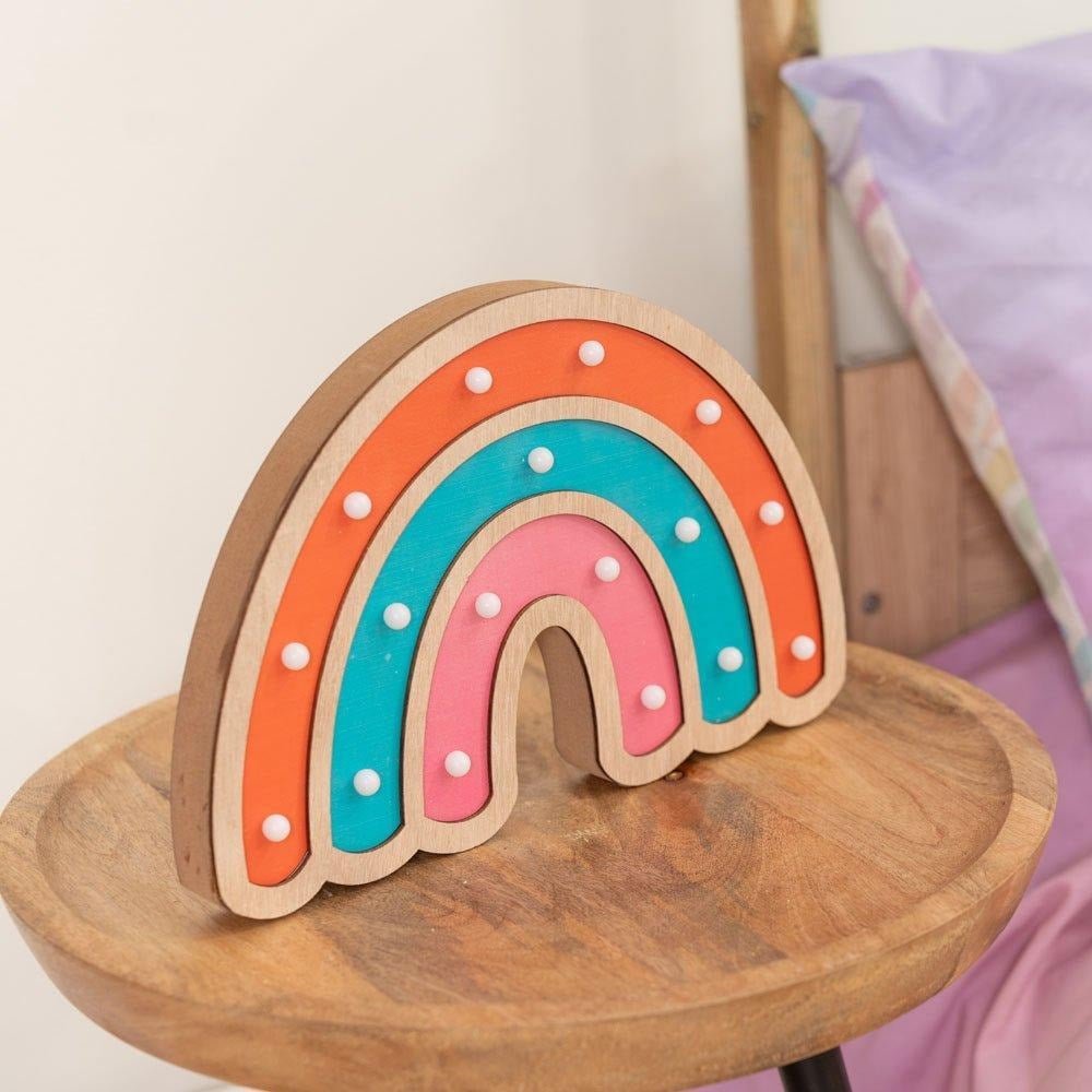 Kids Battery Powered Wooden Rainbow Wall or Table Lamp - image 1