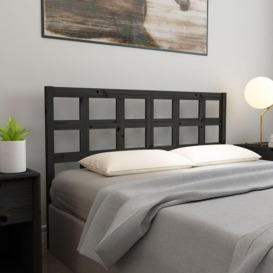 Bed Headboard Black 145.5x4x100 cm Solid Wood Pine - thumbnail 1