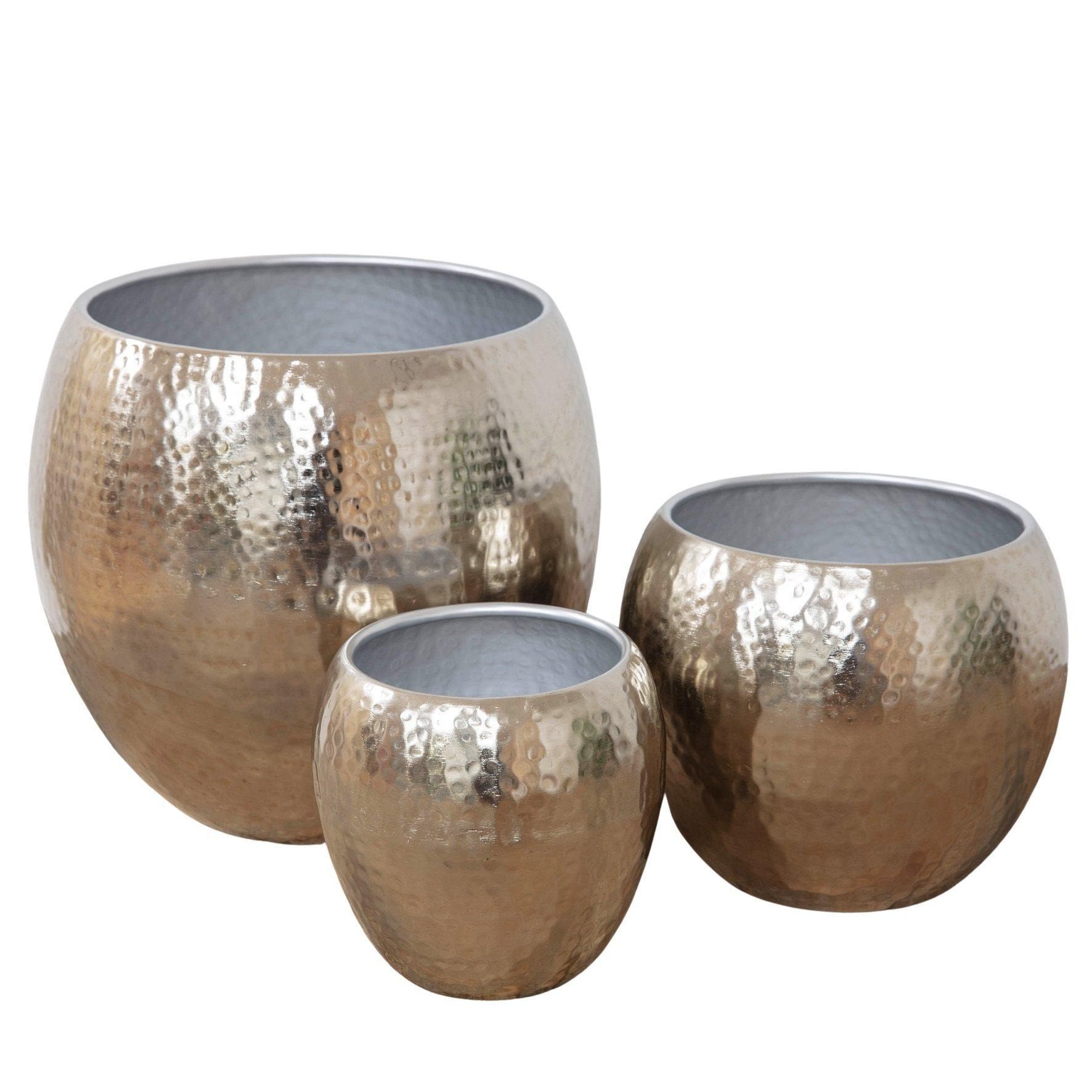 Set of 3 Textured Silver Metal Planters - image 1