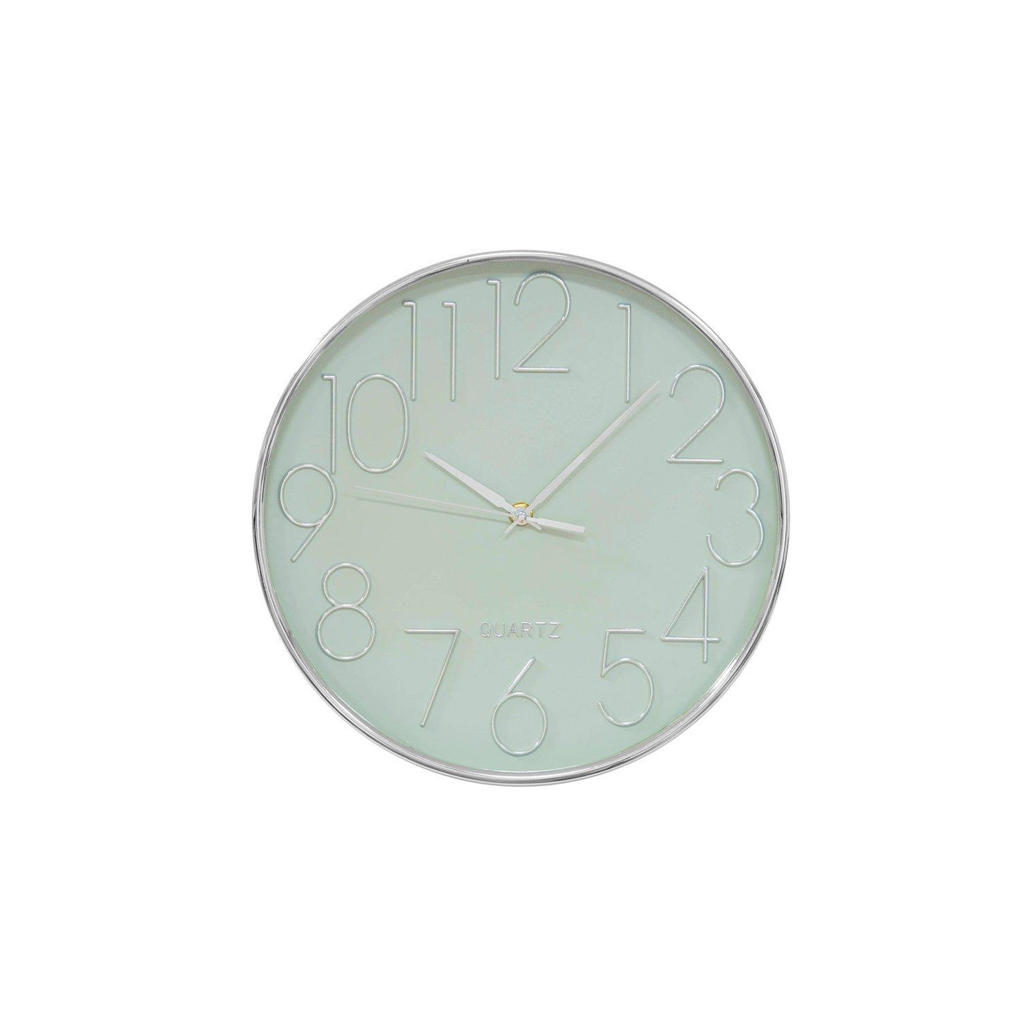 Silver & Sage Green Wall Clock with 3D Dial 30cm
