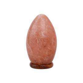 Egg Shaped Rock Salt Lamp with Wooden Base 20cm - thumbnail 1