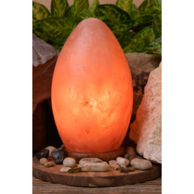 Egg Shaped Rock Salt Lamp with Wooden Base 20cm - thumbnail 2