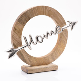 'Home' Arrow Wood and Metal Ornament 28cm - thumbnail 2