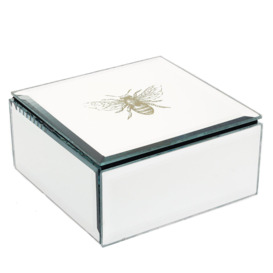 Glass Trinket Box Gold Bee