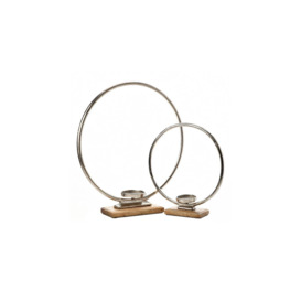 Set of 2 Metal Hoop Tealight Holders 30cm & 43cm