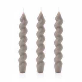 Set of 3 Twisted Taper Candles Dove Grey