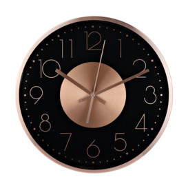 "Hometime Round Metal Wall Clock Metal Dial 12"" - Rose Gold"