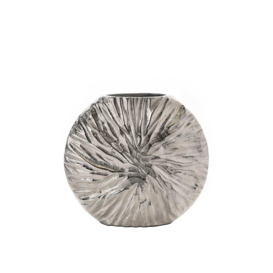 Silver Metal Textured Round Vase 21x24cm - thumbnail 1