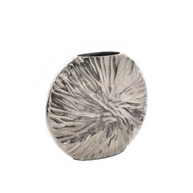Silver Metal Textured Round Vase 21x24cm - thumbnail 2