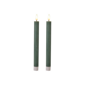 Set of 2 LED Wax Taper Candles Sage 24cm