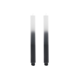 Set of 2 Ombre Dinner Candles - Charcoal/White