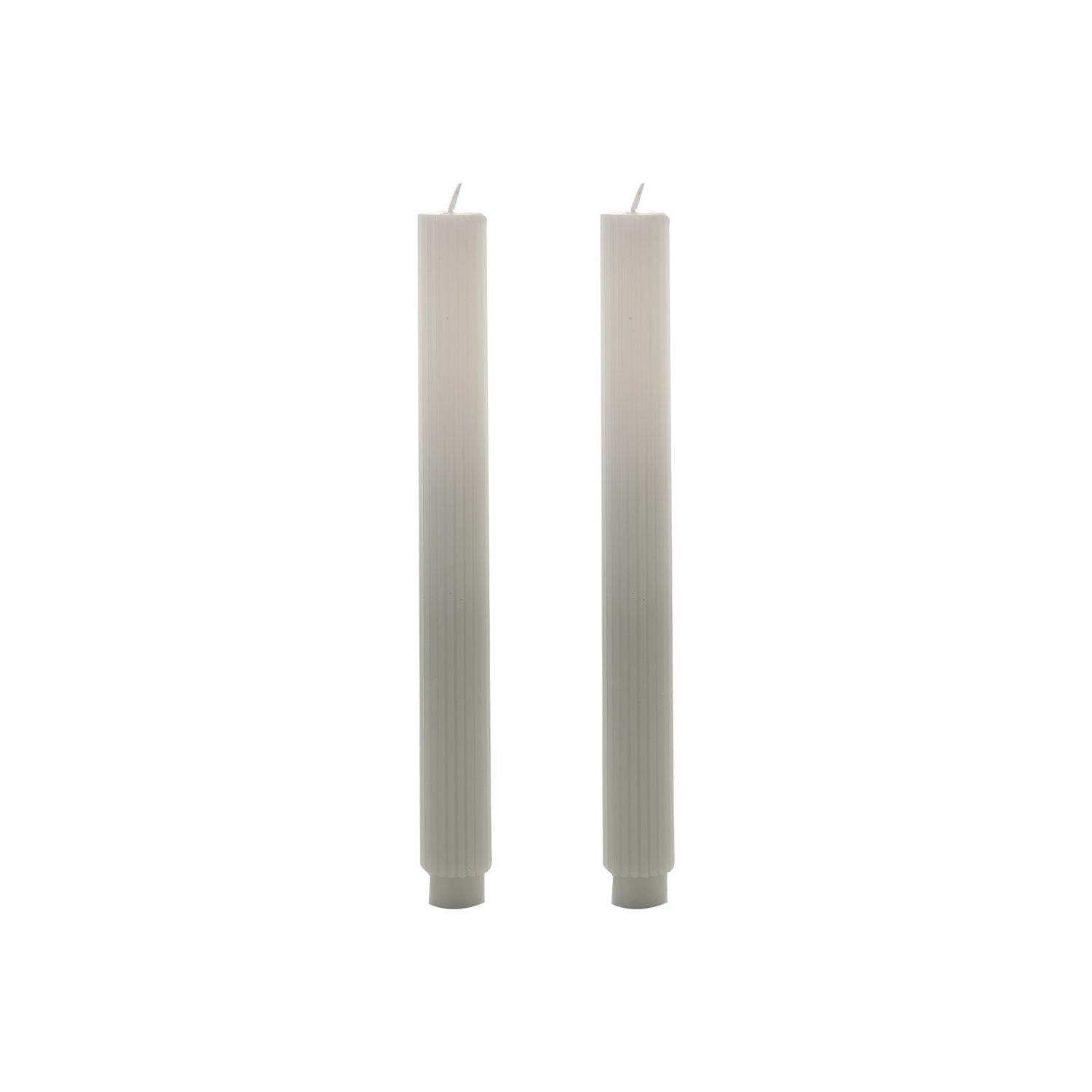 Set of 2 Ombre Dinner Candles - Taupe/White - image 1