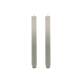 Set of 2 Ombre Dinner Candles - Taupe/White - thumbnail 1