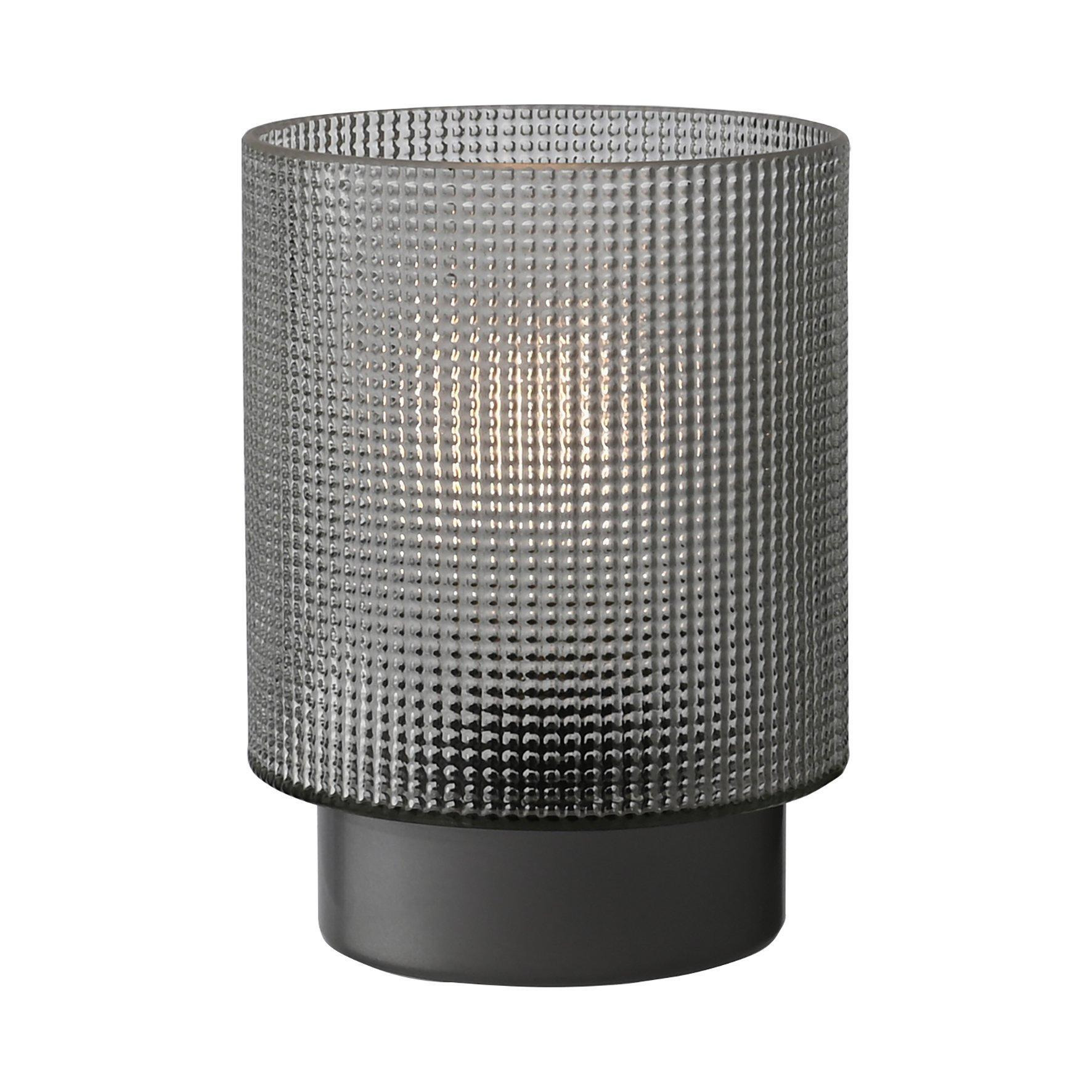 Battery Operated Textured Glass Lamp With Silver Base - image 1