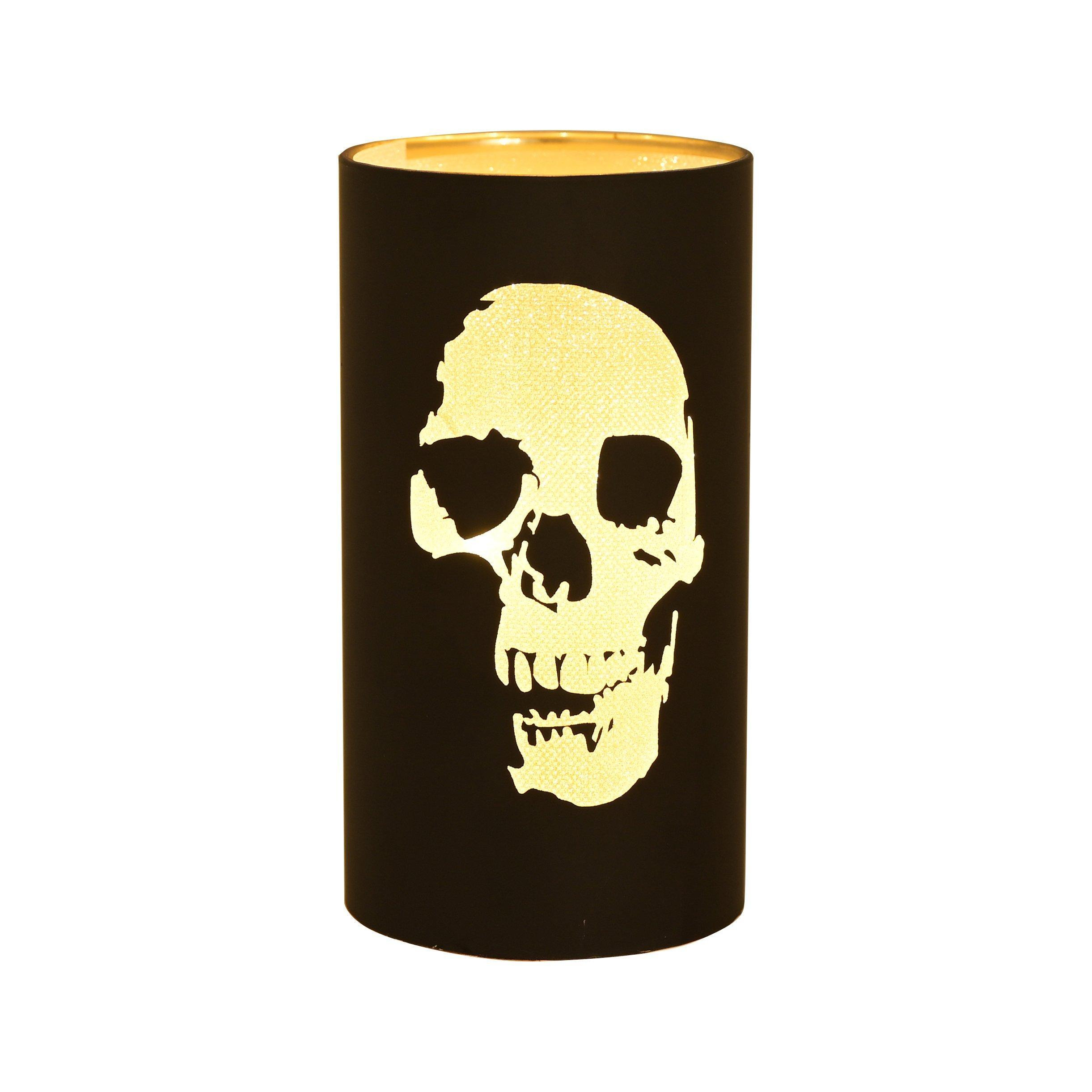 Hocus Pocus Halloween Black and Gold LED Skull Silhouette Lantern - image 1