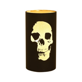 Hocus Pocus Halloween Black and Gold LED Skull Silhouette Lantern