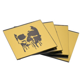 Hocus Pocus Halloween Gold and Black Mirror Set of 4 Skull Silhouette Coasters - thumbnail 3